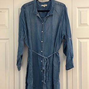 Side Stitch Women's Plus Size Shirt Dress / 2X